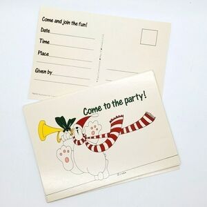 VTG Holiday party postcard invitations Cara Marks Christmas Polar Bear